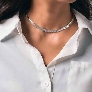 Free People Jewelry 18K White Gold Plated Neck Minimalist Shevron Chocker